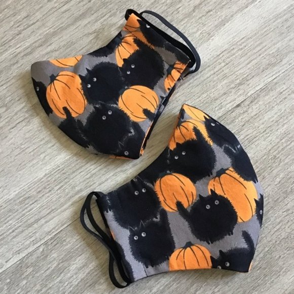 studio462 Accessories - Halloween Orange Cats and Pumpkins Mask